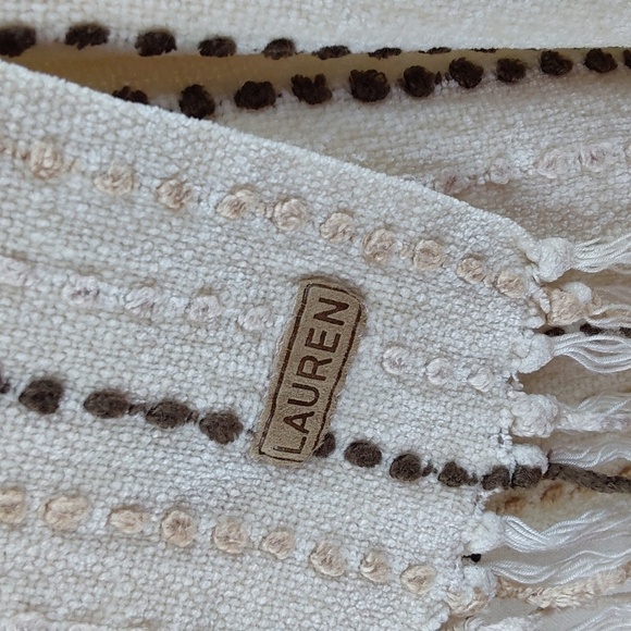 Lauren Ralph Lauren- Neutral Scarf logo Patch Tans ,Cream and Browns Large Size - Picture 2 of 9